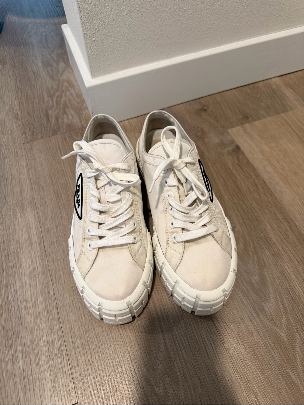 Women’s White PRADA platform Lace-Up Sneakers IT 41